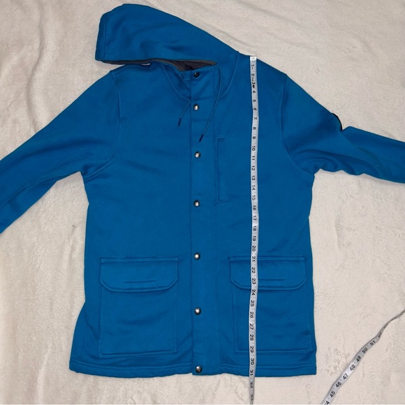 The North Face Blue Teal Snap Zipper Hooded Fleece Lined Jacket Size M - Picture 9 of 9